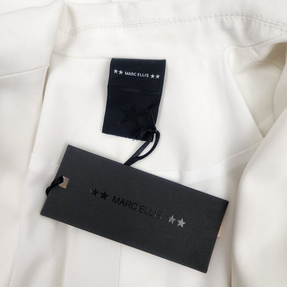 Marc Ellis Blazer White/Cream Size 42 Italian Size 6 Ruched Sleeves NWT - Picture 9 of 12